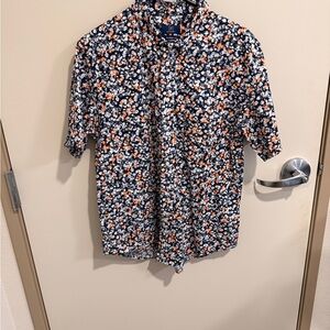 George Navy and Orange Floral Men's Shirt